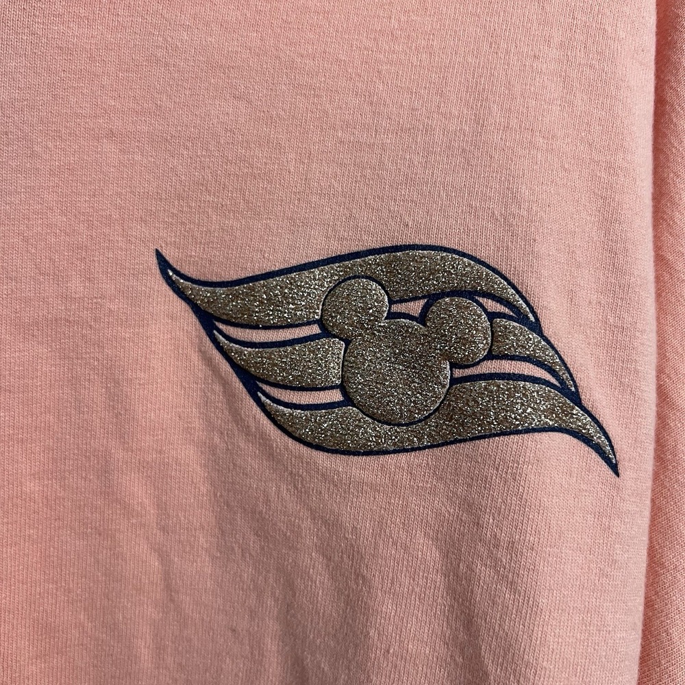 Disney Cruise Line Spirit Jersey Gold Glitter Size XL Peach Striped - Picture 3 of 7